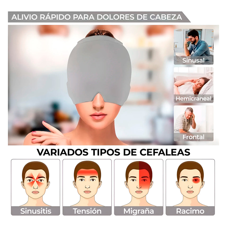 Gorro Terapéutico de Gel para Migrañas Dolores de cabeza y Estrés"